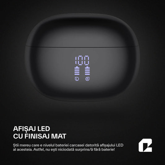 Casti wireless bluetooth cu anularea zgomotului imbunatatita, Audio, Fara fir,Afisaj Digital, Bluetooth 5.3, Autonomie 30 ore